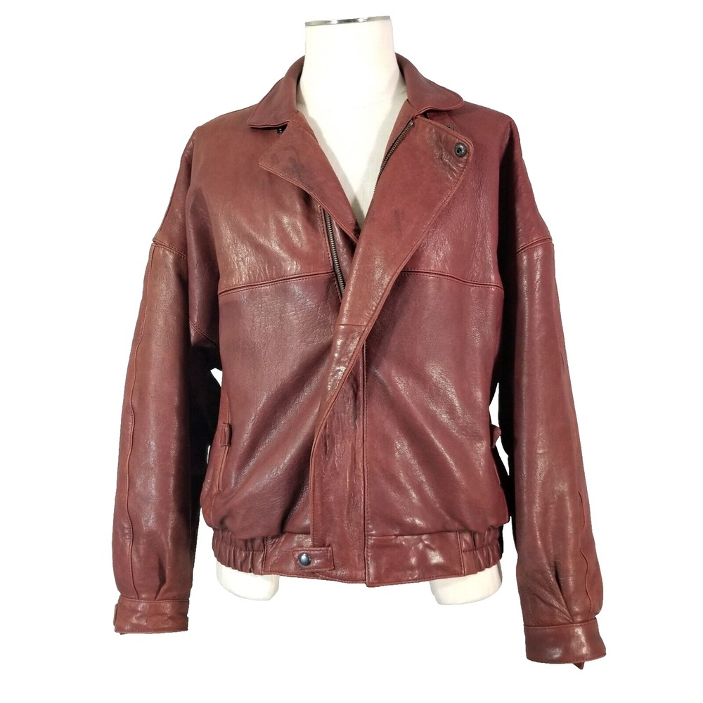 Sierra Jacket Men Large Brown Leather Bomber Vintage Full Zip Solid Classic